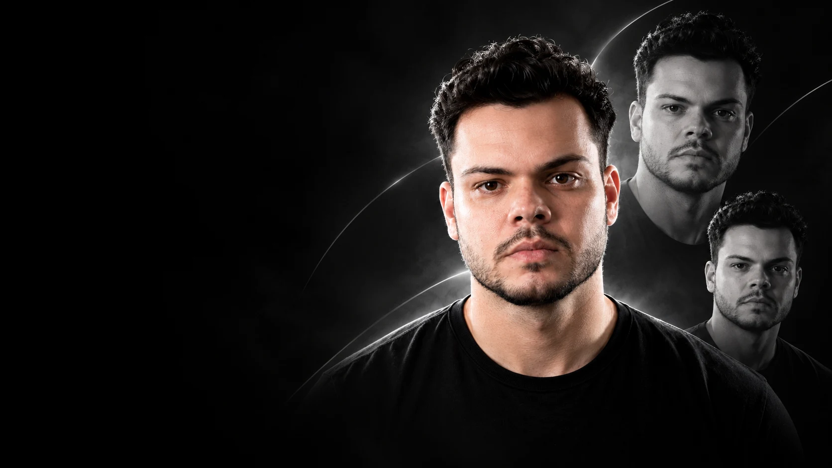 Montagem de retratos de Guilherme Martins com a foto original do seu perfil no Instagram